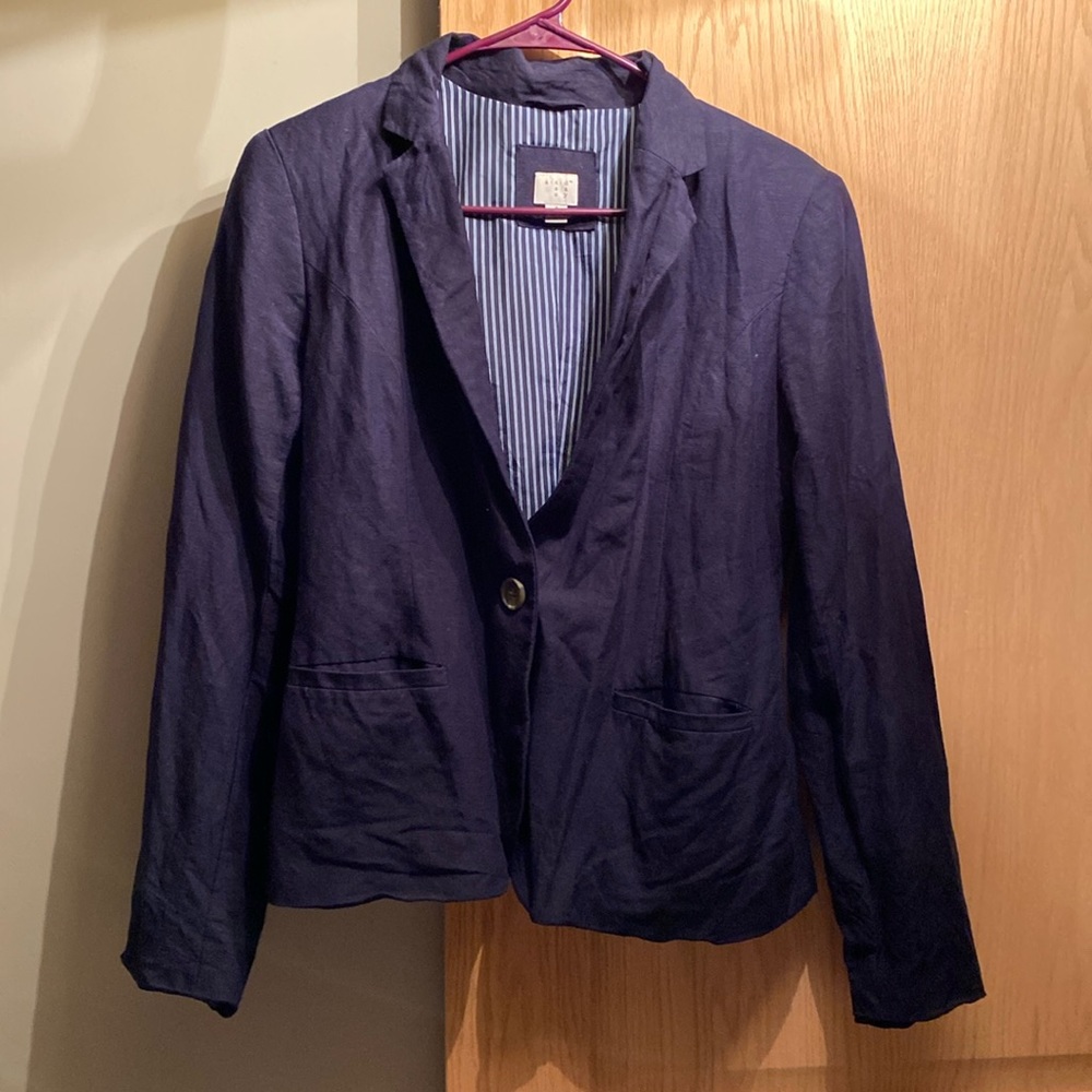 Target brand a new day size 8 women’s navy linen rayon polyester jacket